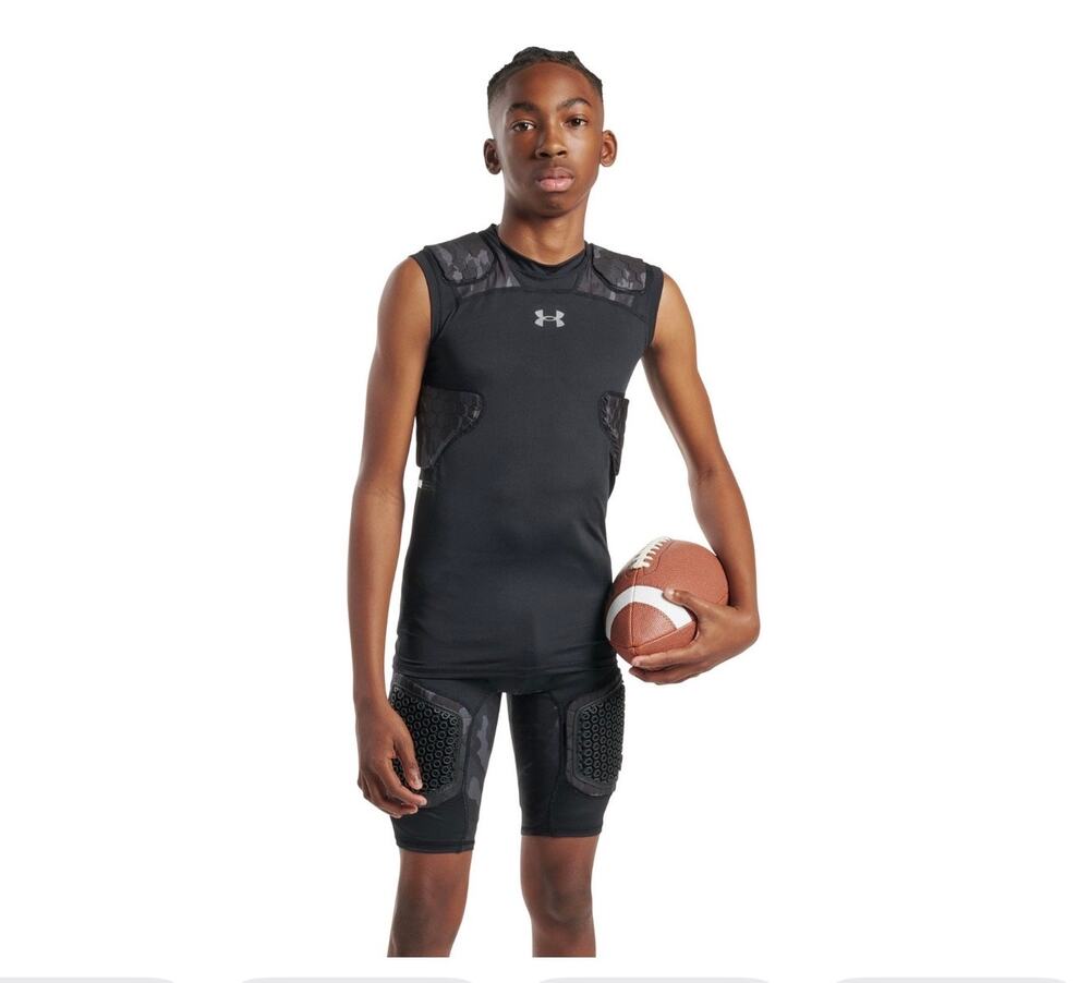 Youth UA Gameday Pro 5-Pad Football Shirt - Black Camo XL